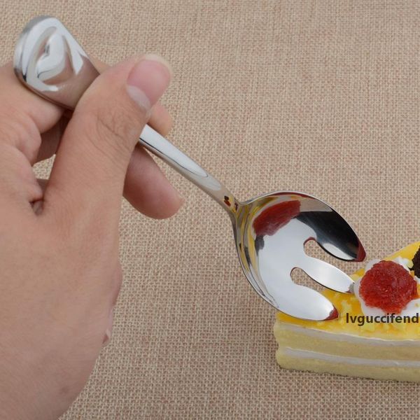 

multifunctional stainless steel western silver spork salad spoon round salad fork fruit forks flatware cutlery kitchen accessories