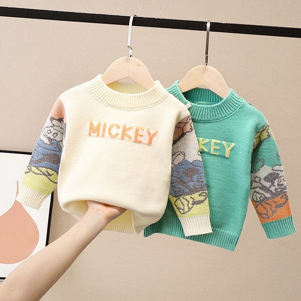 

2020 new korean clothing sweater letter pullover clothing children's cartoon round collar children's pullover, Blue