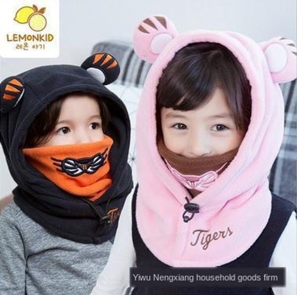 

korean new children's hat baby winter ear cap baby hat winter neck cap, Blue;gray