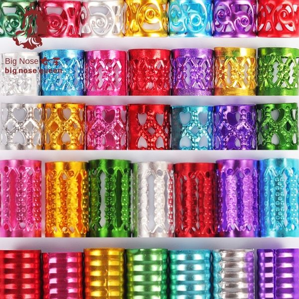 

color dirty braid aluminum accessories hollow embossed flower tube accessories hair dirty braid ring hair ring, Silver