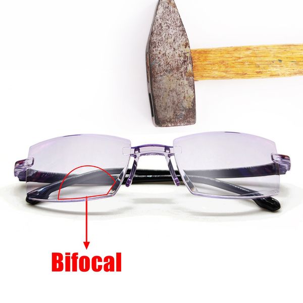 

men half-frame reading glasses bifocal far near light magnification eyewear presbyopic glasses diopter +150-+300 pchromic, White;black