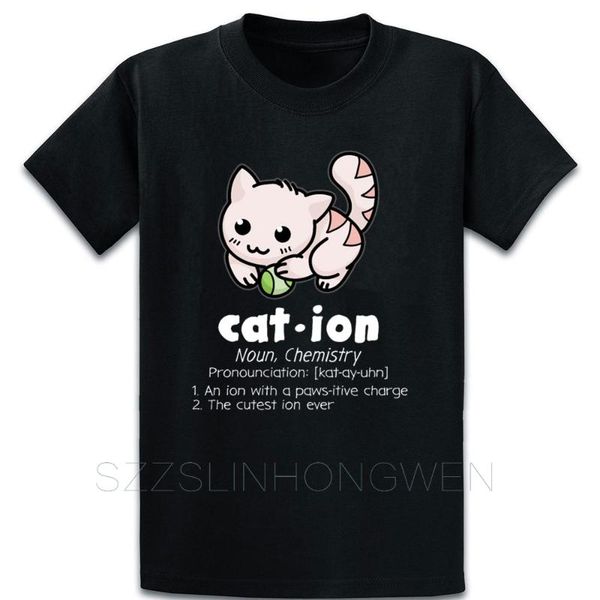 

men's t-shirts funny chemistry cat pun science t shirt casual summer style family standard design o neck gift tee, White;black