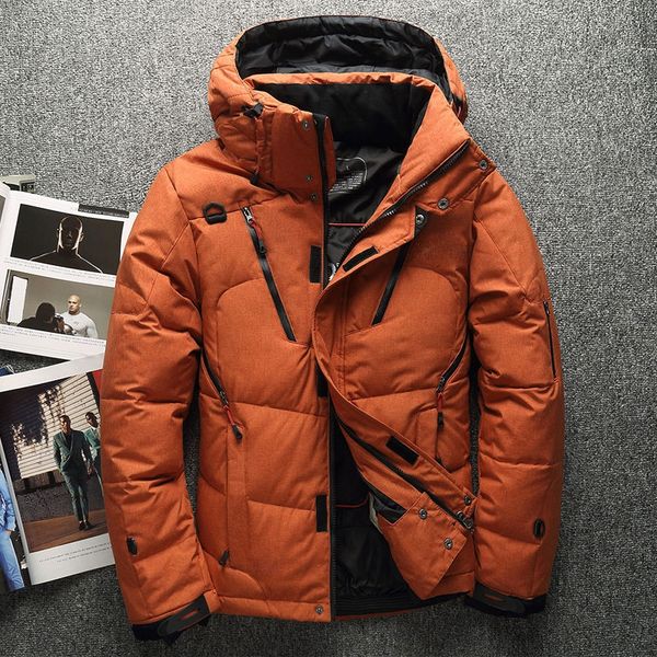

winter new men's down jacket slim hooded fashion thickened outdoor sports warm outdoor sports warm short coat trendy, Black