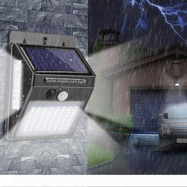

brelong solar body sensor wall light 100led three sides illuminated outdoor waterproof outdoor garden light