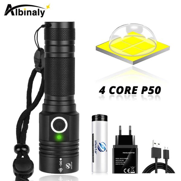 

flashlights torches super bright xhp50 led with bottom magnet waterproof torch support zoom 4 lighting modes camping lamp