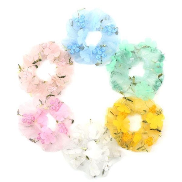 

selling new cute children girl hair band small daisy organza elastic hairband hair accessories fashion headband, Slivery;white
