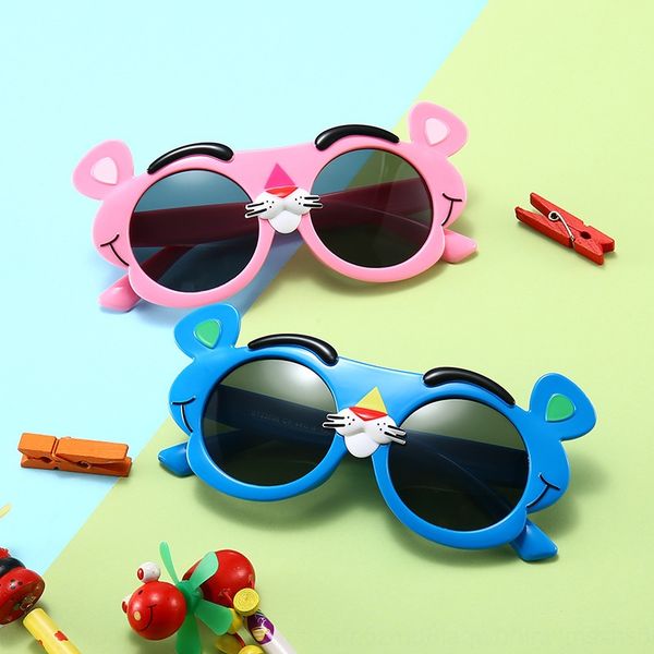 

z7rds new children's silicone sun silicone polarized sun fashionable personalized cartoon sunglasses pink panther cute boys' and g, Blue