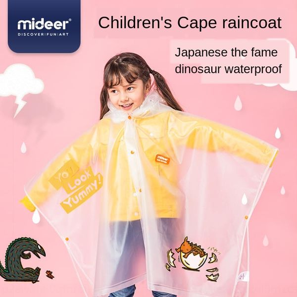 

mideer miyamada dinosaur children's raincoat baby poncho kindergarten waterproof cloak rain gear cloak rain gear, Red;brown