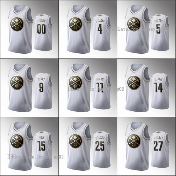 

men denver nuggets nikola jokic paul millsap jamal murray jerami grant 2020 white nba golden edition custom jersey, Black