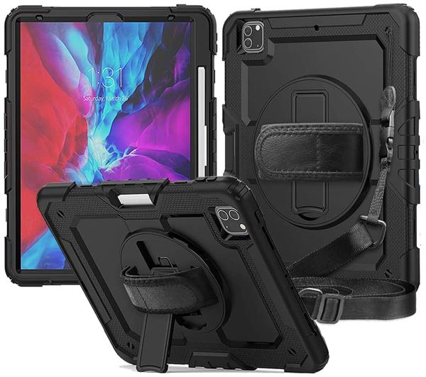 

для apple ipad pro 12,9 дюйма 2020 case cover 360 full body protector встроенный экран протектор + складная подставка + handshoulder ремень