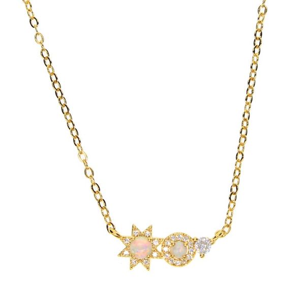 

sun flower pendant necklaces for women fashion lady cubic zirconia white fire opal sun charm delicate necklace, Silver