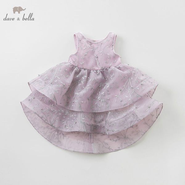 

db10772 dave bella baby girl princess clothes children birthday party wedding dress kids formal embroidered dresses, Red;yellow