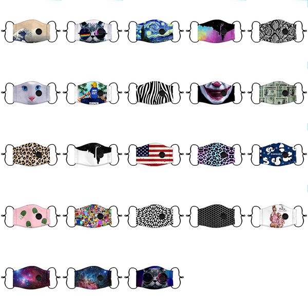 

24 style fashion face masks 3d printing pm2.5 mask with valve can put pm2.5 filter xd23769