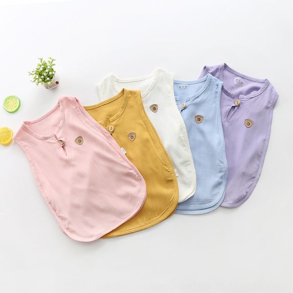 

2019 new children's cotton and linen pullover pullover pipa vest artistic simple sleeveless base top, Blue