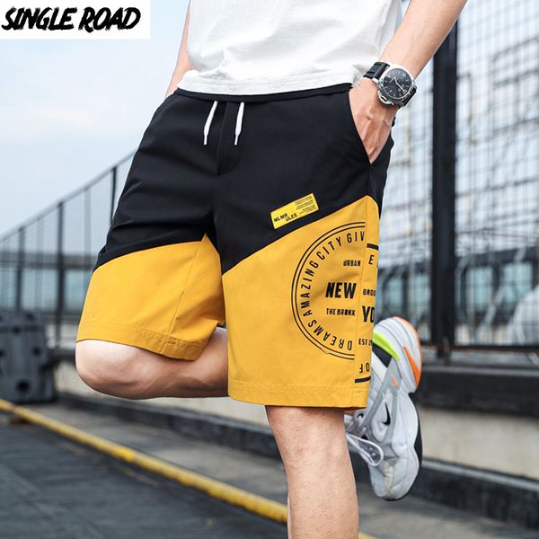 

singleroad mens shorts men hip hop japanese streetwear patchwork bermudas hombre casual shorts men knee length for, White;black
