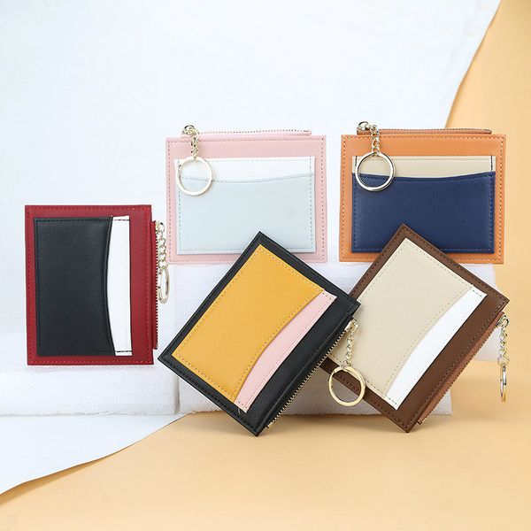 

women korean version cute student wallet multi-card zipper card id holders package keychain small wallet purse keychain, Silver