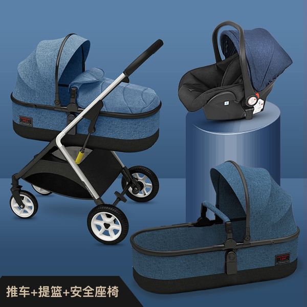 

3 in 1 baby stroller can sit and lie down folding two-way high landscape newborn carriage light baby trolley