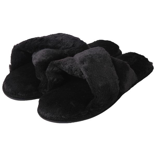 

gohom cozy slippers women's light house indoor slippers fuzzy cross/open toe, Black