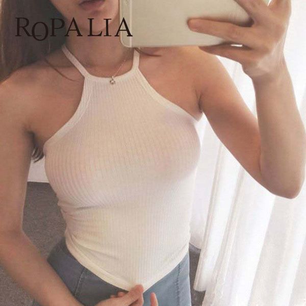 

women tank halter bra vest crop blouse cami, Black;white