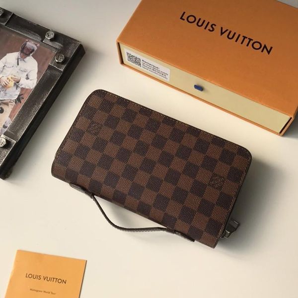 

vintage classic style mens wallet purses trend handbags phone money coin pocket long leather wallets zipper men purse with origin box