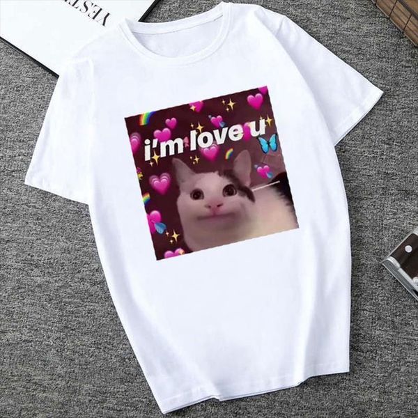 

новая мода женщины футболки смешные cat повседневный lady t shirt top hipster вокруг шеи женщины с коротким рукавом девочки топы, White