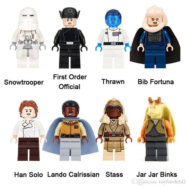 

space war snowtrooper first order official thrawn bib fortuna han solo lando calrissian stass jar jar binks mini action figure building bloc