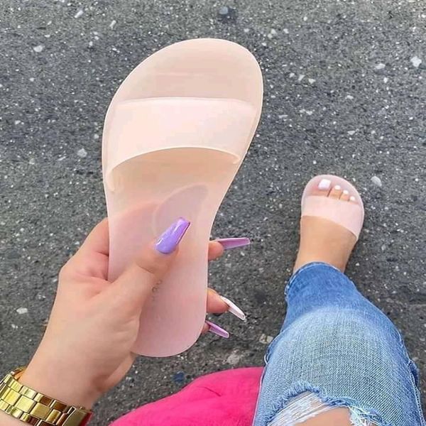 

transparent sandals women summer candy-color slippers 2020 outside beach shoes woman casual slides shoes girl chaussure femme, Black