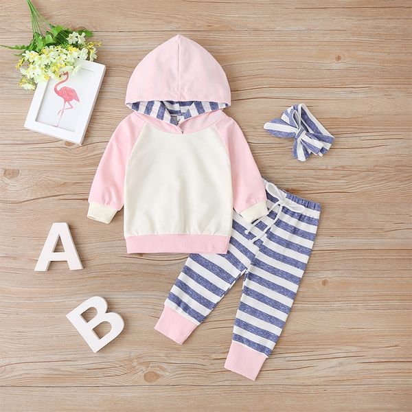 

new children's casual hooded sweater sweater suit autumn long-sleeved striped men's and women's clothing set fashion