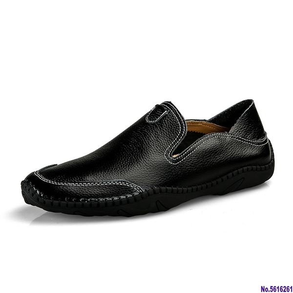 

men shoes genuine leather fashion men's driving shoe handmade quality men loafer shoes flats big size 38-47 moccasins, Black