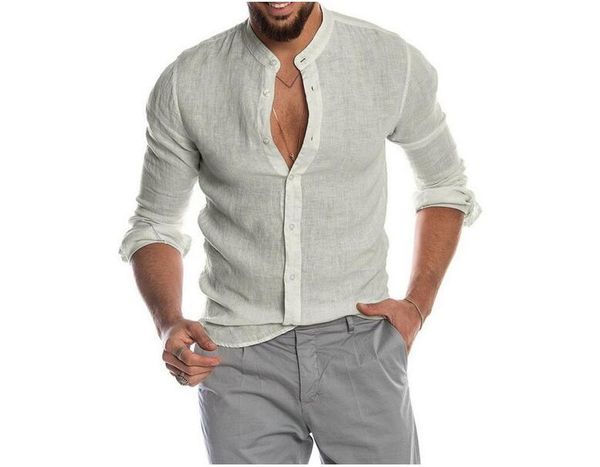 

men's the new listing arrival polos v-neck long sleeve linen party casual shirts breathable gift size -3xl cf9, White;black