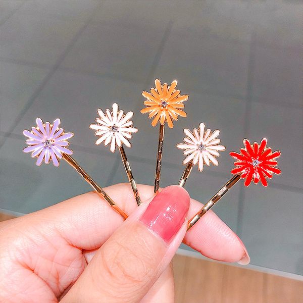 

misananryne 2pcs new women girls colorful flower barrettes sweet hairpins hair clips cute hair ornament fashion accessories, Golden;silver