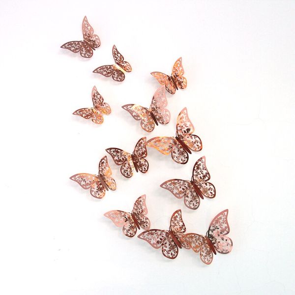 

whole sale hight quality each set of 12 hollow-out 3d butterflies home decoration 3d butterfly children wall stickers party decoration