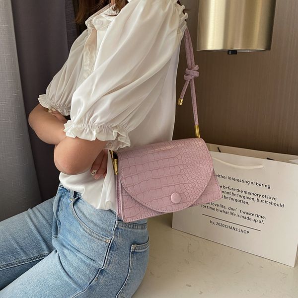 

2020 new ladies shoulder bag crocodile texture handbag fashion armpit bag korean retro chain small square