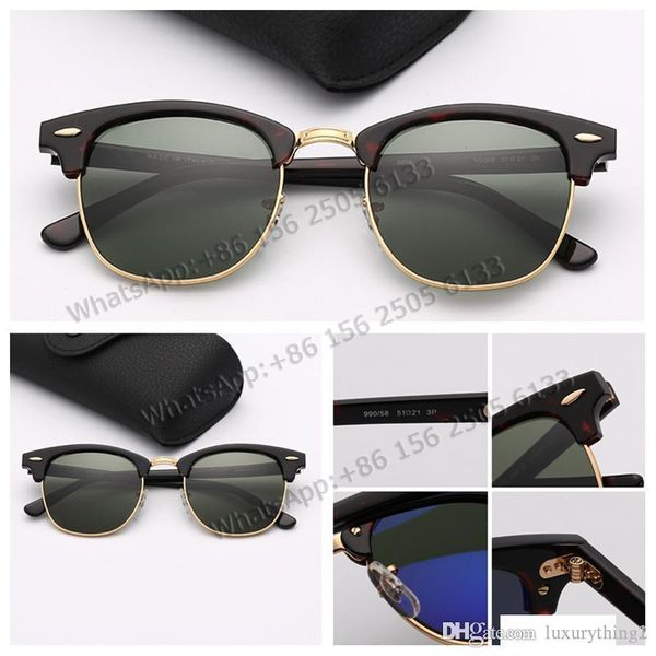 

designer sunglasses half frame sunglasses men des lunettes de soleil fashion sunglasses for men with leather case retail package, White;black