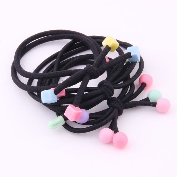 

3 pieces hair ties for girl color charm beads elastic hair band high elasticity three- lines gums tail tie accessories, Slivery;white