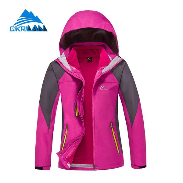 

winter 3in1 waterproof jaqueta feminina climbing coat outdoor camping hiking ski jacket women windbreaker casaco fleece lining, Blue;black