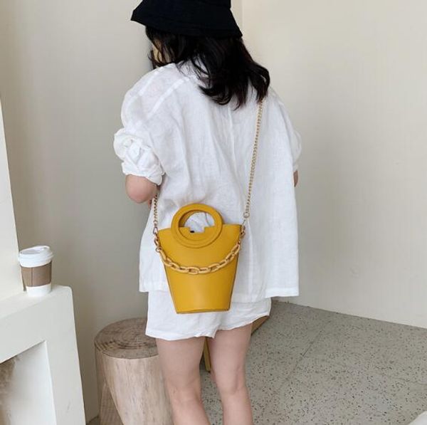 

women bucket bag plain handbag ladu beach bag fashion shoulder bags chain totos