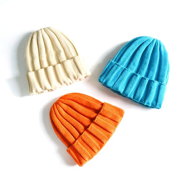 

winter solid color kids hat knitted warm casual children girl boy beanie cap autumn girls beanies hats baby accessories, Yellow