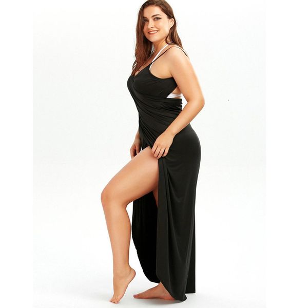 

2020 летних женщины sexy beach v шея sling платье backless купальники cover up деформация femme тропическое платье плюс размере платье, Black;gray