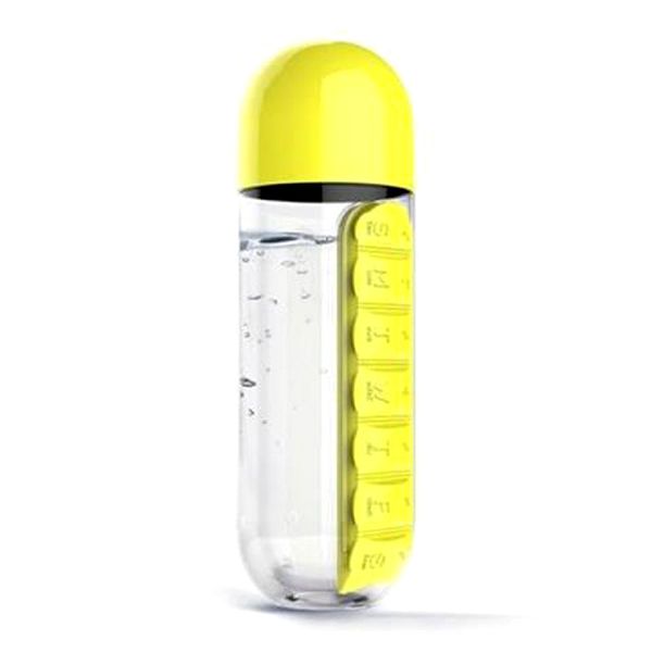 

2020 600ml 2 in 1 daily box water bottle travel organizer drinking cups container box