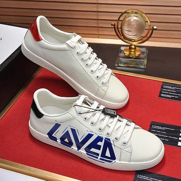 

men 's ace sneaker with loved print mens shoes vintage luxury leather type comfortable shoes lace -up low sports men shoes scarpe, Black