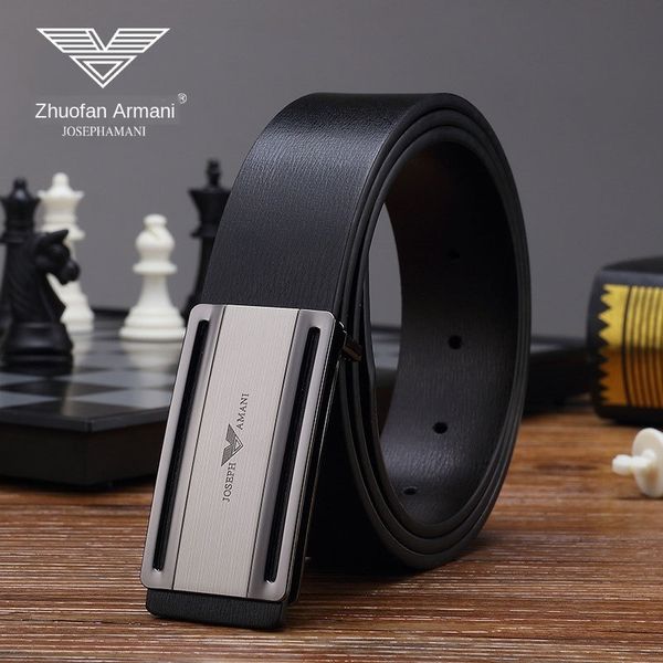 

zhuofansmooth buckle and cowhide leisure zhuofansmooth buckle men's and trousers cowhide trousers belt leisure belt men's, Black;brown