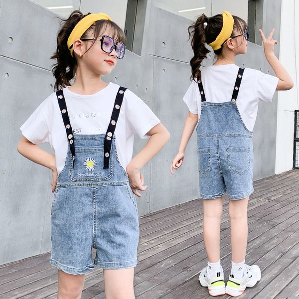 

girls' belt pants 2020 new summer medium and large children's shorts panty panty denim shorts korean style suit children's pa, Blue