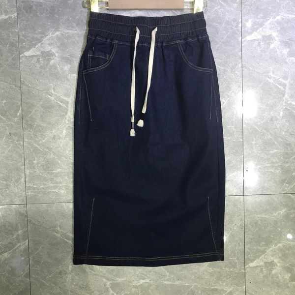 

2020 новый небольшой раскол a- линия платье платье джинсовой юбки джинсовые юбки тонкая вскользь эластичный пояс мода все-матч похудение мод, Black