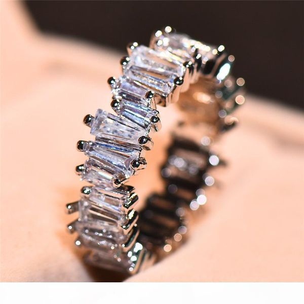 

f sell drop shipping luxury jewelry real 925 sterling silver t shape white z cz diamond women wedding band ring for mothers &#0, Slivery;golden