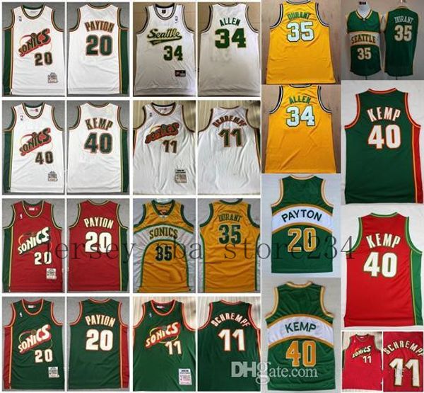 

seattlenbasupersonic перчатка 20 гэри пэйтон reign man 40 шон кемп рэй аллен 34 кевин дюрант 35 шремпф баскетбольное, Black;red