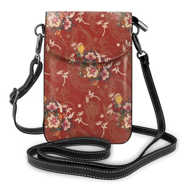 

brand mini woman messenger bag pu leather shoulder bag floral multi-function mobile phone outdoor casual clutch