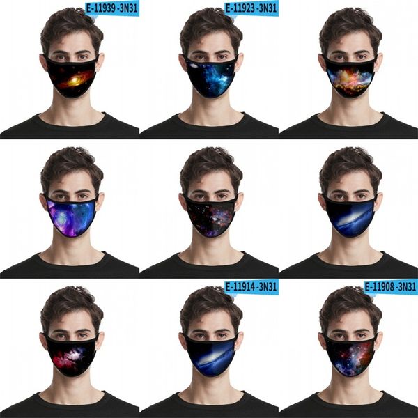 

starry sky windproof dustproof mask cotton yarn polyester facemask 3d digital printing breathing mascarilla cartoon funny 3d 2 2ml b2