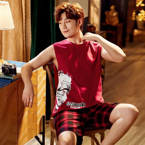 

opxu6 наруто пижама жилет мужских без рукавов корейского стиля моды мультфильма одежды одежды vest домашней одежды способ хлопка бренд рыхлы, Black;brown