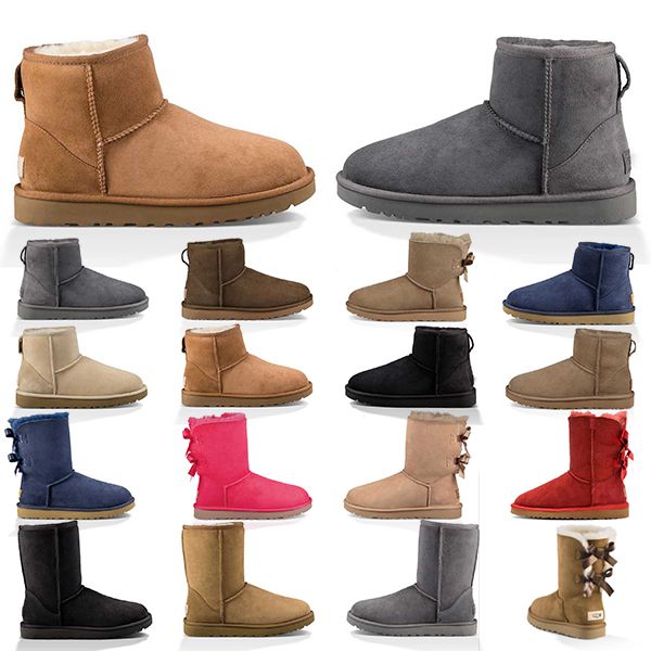 

boots australia classic short bow ankle knee black red brown blue winter snow womens boot size 36-41